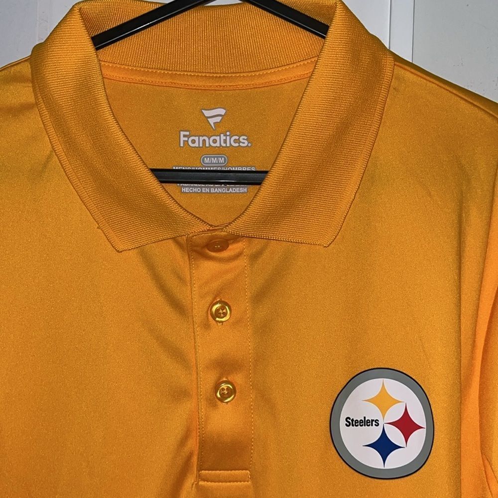 New Gold Pittsburgh Steelers Fanatics Poly Golf Polo Shirt M Men’s NWOT 🏌️‍♀️